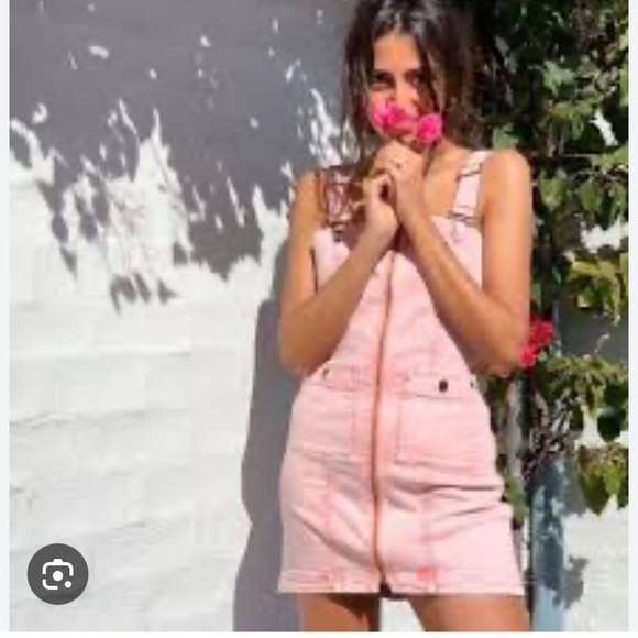 Alice McCall We Dissolve Pink Denim Overall Zip-Up Dress